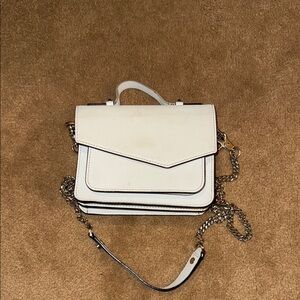 Botkier White Crossbody Bag with Geometric Flap and Chain Strap